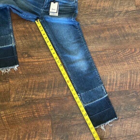 3x1 Shelter Straight Crop Jeans High Rise Dark Spectrum Blue Revolve Size 24 New - Picture 13 of 14